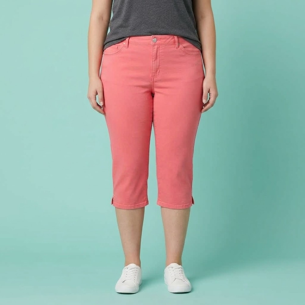 Lee Classic Fit Coral Pink Denim Capri Pants Womens 14M‎ EUC